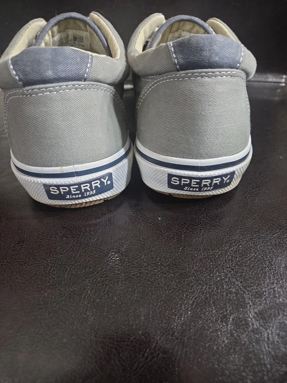 Sperry Boat Shoes Gray Canvas Lace Up Men'S 8.5 - Used